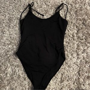 Lulus black one piece tieable bathing suit size medium